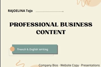 write professional french and english business content