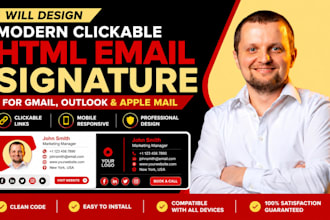 design a modern clickable HTML email signature for gmail outlook apple mail