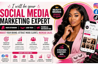 be your social media marketing hair extension, lash tech, fb meta instagram ads