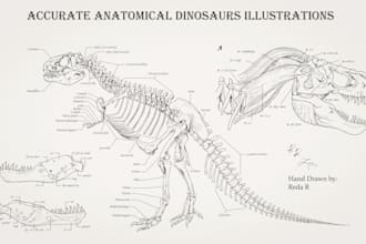 draw anatomical and comic dinosaurs illustrations