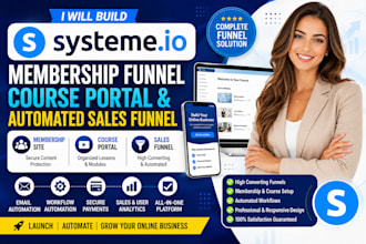 build systeme io membership funnel, course portal and automated sales funnel