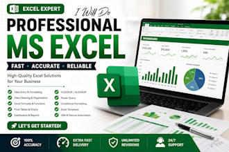 do professional microsoft excel work, formulas, dashboards, reports