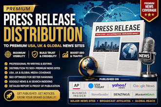 write distribute press release distribution to premium USA UK global news sites