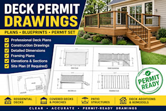 create professional deck permit drawings, plans and blueprints for city permit