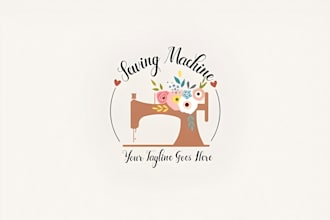 design minimalist watercolor girl tailor, crochet knitting shop and sewing logo