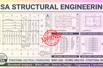 usa structural design, wind load and seismic engineer analysis for city permit