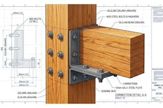 design glulam beam column connection and calculation report