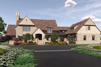 redesign luxury mansion villa, house approval rendering for USA UK code property