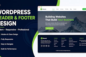 design a modern responsive wordpress header and footer
