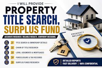 provide property title search, chain of title, surplus funds
