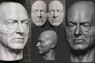 sculpt realistic 3d head model in zbrush face likeness 3d bust stl 3d printing