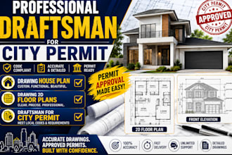 draftsman for city permit, drawing house plan, drawing 2d floor plans