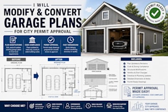 modify and convert garage plans for city permit