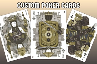 create custom poker card illustration, court cards, card deck for your card game