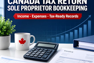 prepare canada tax return and bookkeeping for sole proprietors