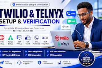 setup and verify twilio, telnyx, a2p 10dlc, sip trunk, did and 3cx