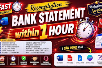 reconcile bank statement PDF to editable format