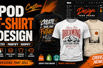 create custom kittl pod tshirt design for etsy, printify and shopify