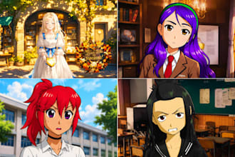 create anime character sprites, expressions and game art for visual novels