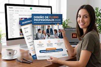 design commercial and promotional flyers for your business in spanish