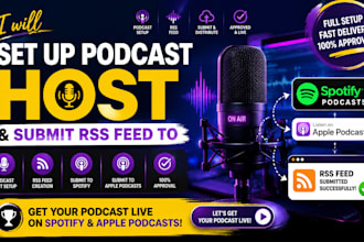 set up podcast host and submit RSS feed to spotify and apple podcasts