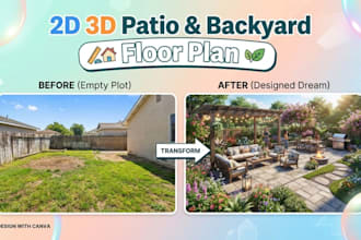 design custom patio outdoor backyard layout 2d 3d floor plan