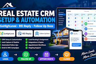 setup real estate CRM, gohighlevel, rei reply, follow up boss automation