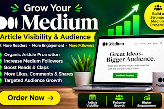 do organic medium article promotion, increase medium followers and engagements