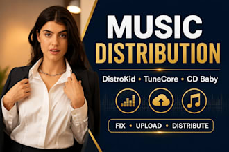 do music distribution and fix music issue distrokid, ditto, tunecore, symphonic