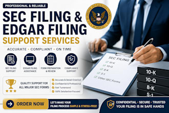 prepare and review 10k, 10q, 8k and s1 filings for sec submission