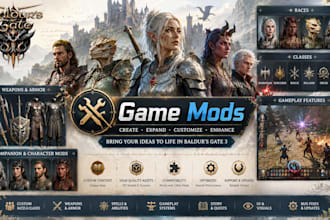 create custom bg3 mods, races, classes, weapons, armor and gameplay features