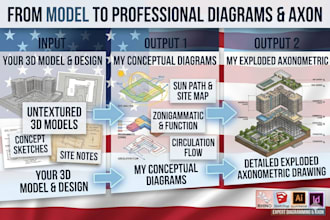 create professional architectural concept diagrams