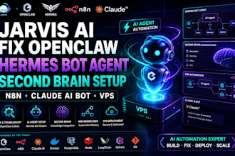 jarvis ai fix openclaw hermes bot agent second brain setup n8n claude ai bot vps