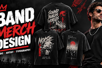 design band merch, music merchandise, typography tshirt graphics