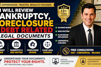 review bankruptcy, foreclosure and debt related legal documents