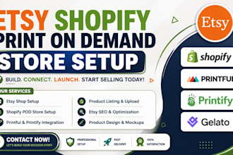 setup etsy shopify print on demand store with printify printful etsy pod