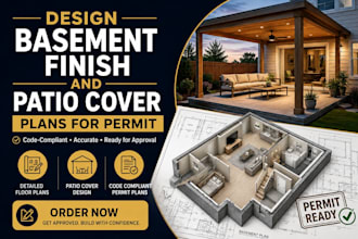 design basement finish and patio cover plans for permit
