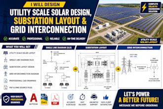 design utility scale solar, substation layout and grid interconnection