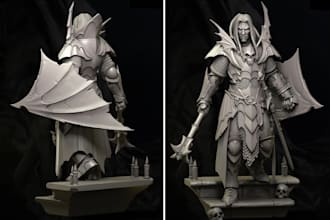 sculpt a custom 3d miniature, fantasy hero or human figure for 3d resin printing
