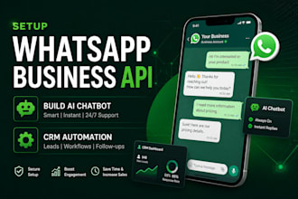 setup whatsapp business API, build ai chatbot and CRM automation