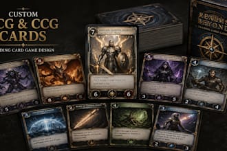 design a stunning tcg, ccg, trading cards and  custom card game