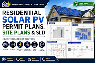 create residential solar pv permit plans, site plans and sld