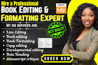 do book editing line and developmental editing for amazon KDP and kindle