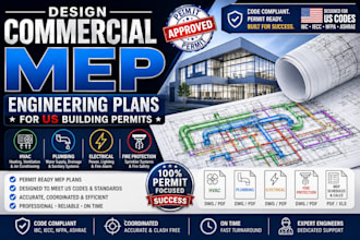 design commercial inn mep engineering plans for US building permits