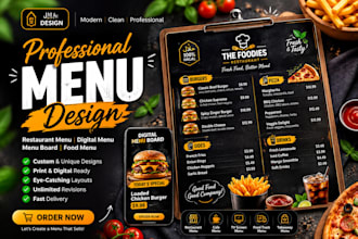 design professional menu design, food design, menu design, food menu design