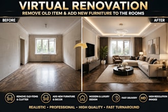 do virtual renovation furniture removal and virtual staging