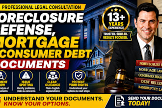 consult on foreclosure defense, mortgage and consumer debt documents