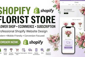 design shopify florist store, flower shop, flower subscription shopify website