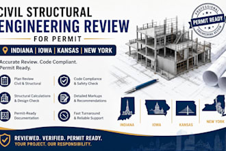 civil structural engineering review in indiana iowa kansas new york for permit