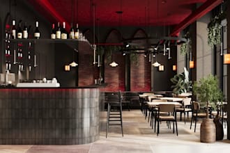 architectural interior 3d rendering, cafe,cgi coffee shop,event 3d visualization